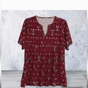 NEW floral print burdgney top large